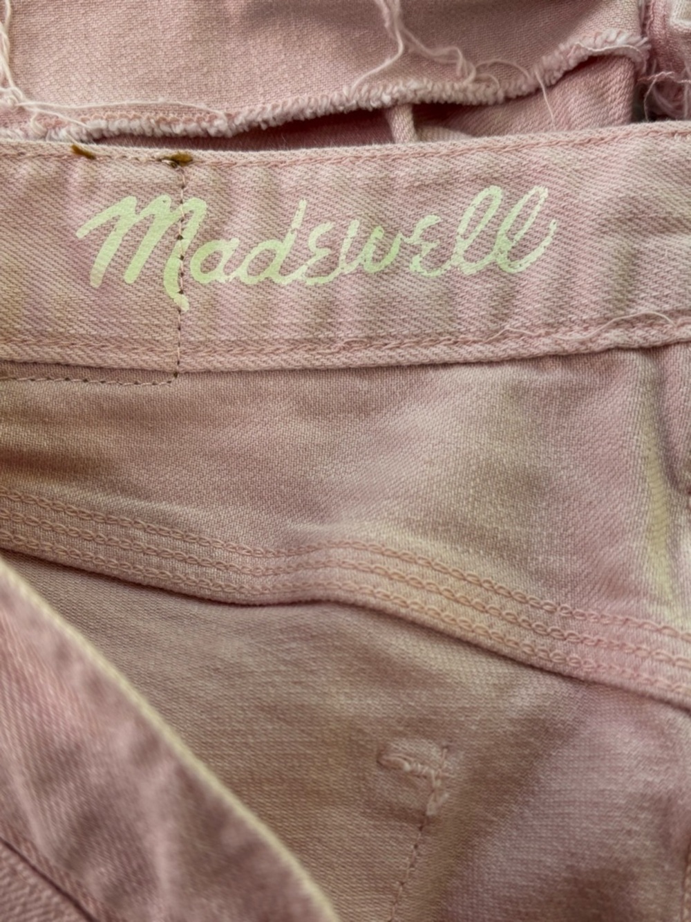 Madewell Pastel Pink Denim Shorts Size 27 - Grannycore Whimsy Distressed Cutoffs - Picture 7 of 11